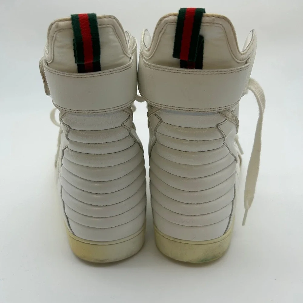 Gucci Sneakers Men's White Leather Waterproof Lace Up Ankle Athletic Shoes - 9